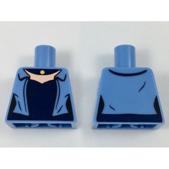 Torso Female Jacket over Dark Blue Shirt and Necklace, Light Nougat Neck Pattern