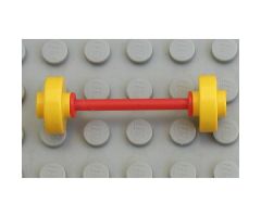 Wheel Fabuland Pair Small with Center Stud fixed on Red Axle (Stroller / Skateboard)