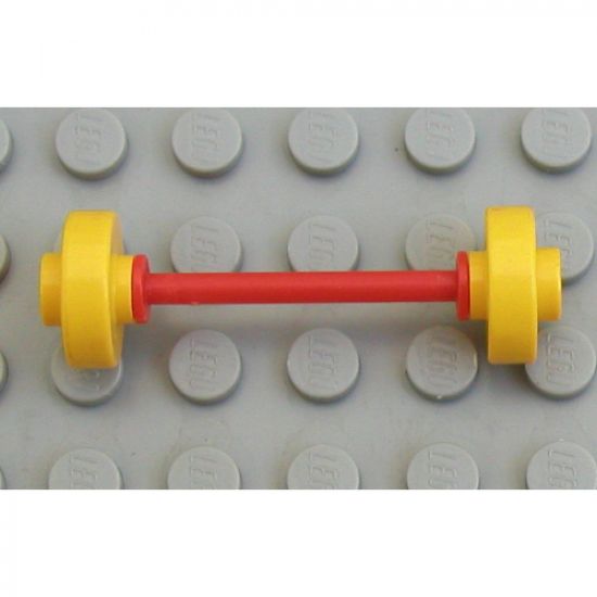 Wheel Fabuland Pair Small with Center Stud fixed on Red Axle (Stroller / Skateboard)