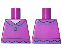 Torso Shirt with Collar, Lavender Ruffles and Button Pattern