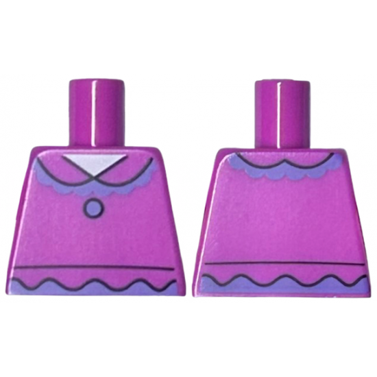 Torso Shirt with Collar, Lavender Ruffles and Button Pattern
