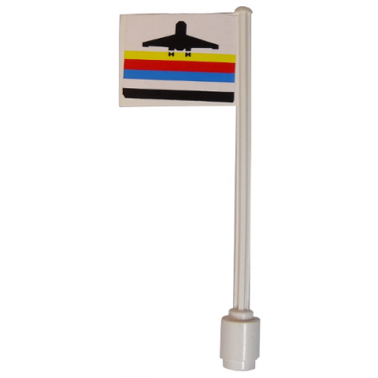 Flag on Flagpole, Straight with Classic Airport Logo Pattern on Both Sides (Stickers) - Set 6396