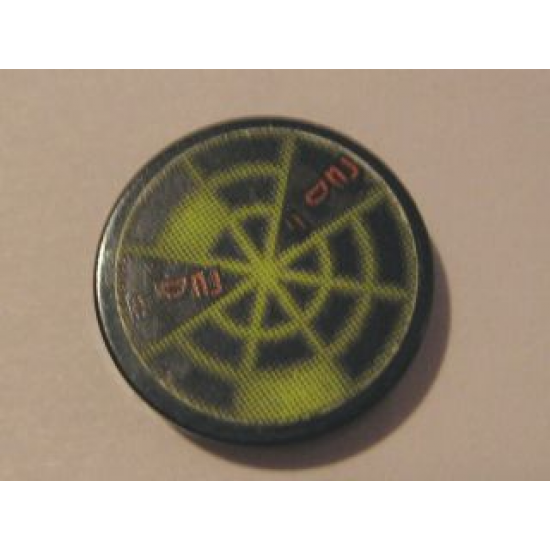 Tile, Round 2 x 2 with Neon Green Radar Type 1 Pattern (Sticker) - Set 7691