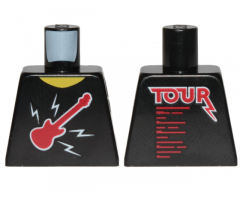 Torso Sleeveless Top with Red Guitar, White Lightning Bolts and 'TOUR' on Back Pattern