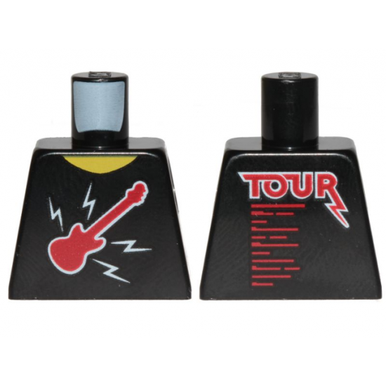 Torso Sleeveless Top with Red Guitar, White Lightning Bolts and 'TOUR' on Back Pattern