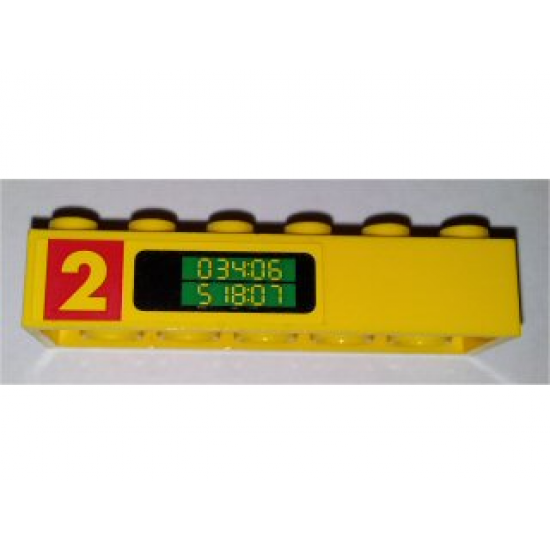 Brick 2 x 6 with Number 2 and '034:06 518:07' Pattern on Both Sides (Stickers) - Set 1256