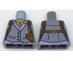 Torso Female Vest with White Pinstripes, Lavender Shirt and Reddish Brown Shoulder Holster Pattern