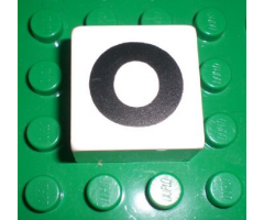 Duplo, Tile 2 x 2 x 1 with Black Capital Letter O Pattern