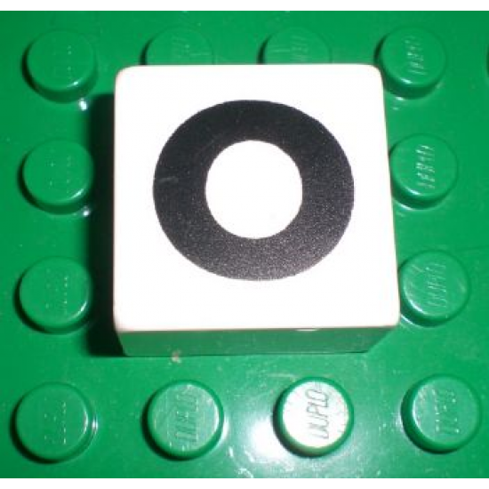 Duplo, Tile 2 x 2 x 1 with Black Capital Letter O Pattern