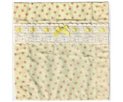 Scala Cloth Bedspread with Lace, Yellow Ribbon Bow, and Red Butterflies Pattern