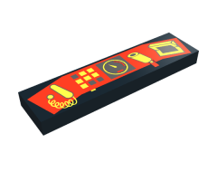 Tile 1 x 4 with Control Panel Red and Yellow Pattern