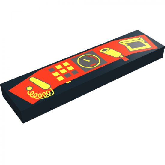 Tile 1 x 4 with Control Panel Red and Yellow Pattern