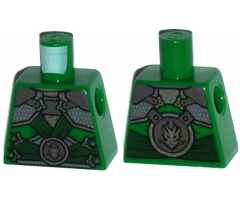 Torso Ninjago Shoulder Armor with Dark Green Belts and Dragon Emblem Pattern