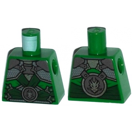 Torso Ninjago Shoulder Armor with Dark Green Belts and Dragon Emblem Pattern