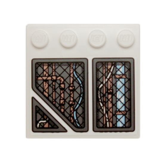 Tile, Modified 4 x 4 with Studs on Edge with Copper Pipes and Bright Light Blue Wires under Black Screen Pattern Model Right (Sticker) - Set 70226