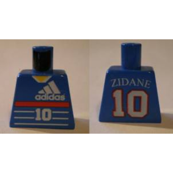 Torso Soccer Adidas Logo, Red Stripe, Number 10, Zidane on Back Pattern