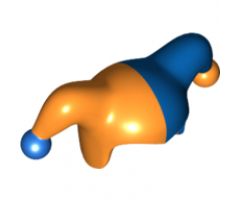 Minifigure, Headgear Jester's Cap with Blue Left Side and Blue Pom Pom Right Side Pattern