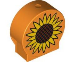 Duplo, Brick 1 x 3 x 2 Round Top with Sunflower Pattern