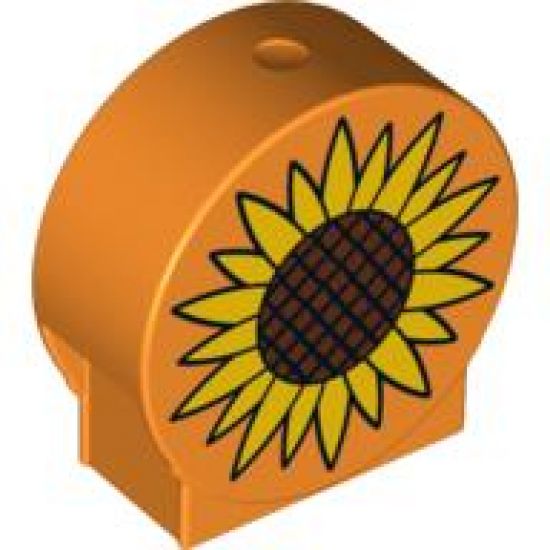 Duplo, Brick 1 x 3 x 2 Round Top with Sunflower Pattern
