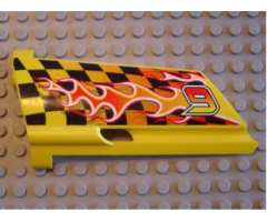 Technic, Panel Fairing #21 Large Long, Small Hole, Side B with '9' and Flame Pattern (Sticker) - Set 8376