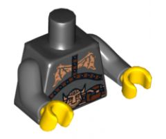 Torso Armor with Copper Dragon Wings, Dwarf Head Buckle and Pouches Pattern / Dark Bluish Gray Arms / Yellow Hands