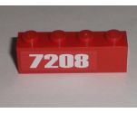 Brick 1 x 4 with '7208' Pattern at Left Edge (Sticker) - Set 7208