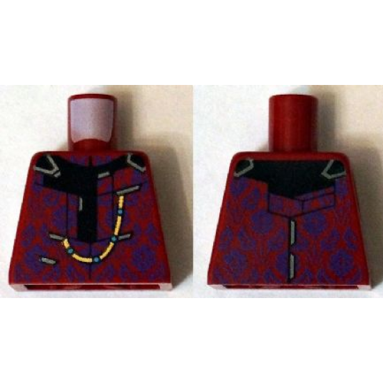 Torso Vest with Dark Purple Flowers and Chain over Black Shirt Pattern