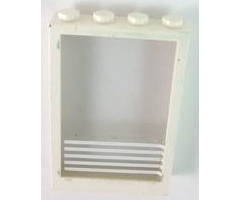 Window 1 x 4 x 5 with Fixed Glass and 5 White Stripes Pattern (Sticker) - Sets 6380 / 6392 / 6393