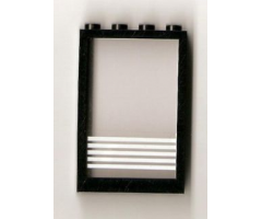 Window 1 x 4 x 5 with Fixed Glass and 5 White Stripes Pattern (Sticker) - Sets 6380 / 6392 / 6393