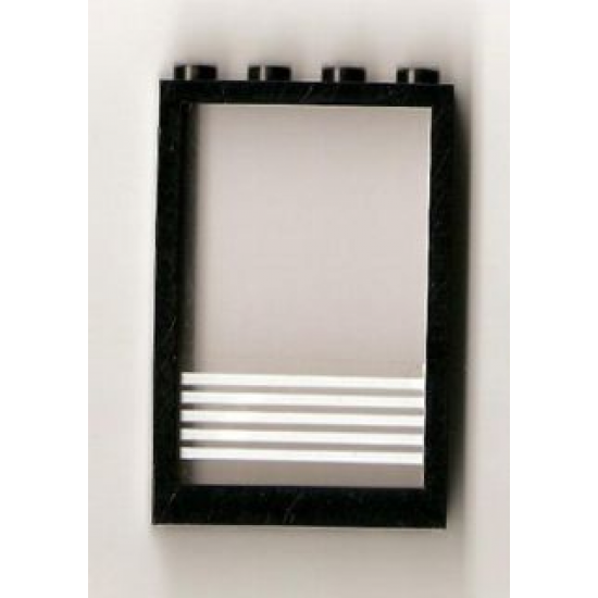 Window 1 x 4 x 5 with Fixed Glass and 5 White Stripes Pattern (Sticker) - Sets 6380 / 6392 / 6393