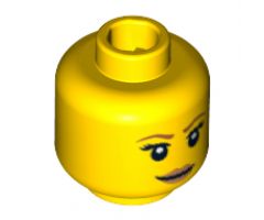 Minifigure, Head Female with Dark Orange Eyebrows, Eyelashes, Dark Tan Lips, Smile Pattern - Blocked Open Stud
