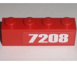 Brick 1 x 4 with '7208' Pattern at Right Edge (Sticker) - Set 7208