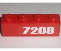 Brick 1 x 4 with '7208' Pattern at Right Edge (Sticker) - Set 7208