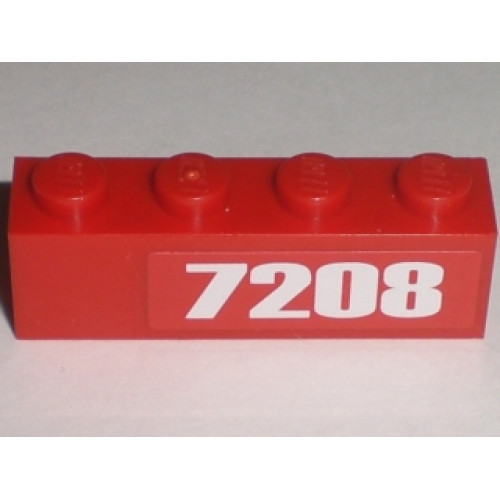 Brick 1 x 4 with '7208' Pattern at Right Edge (Sticker) - Set 7208