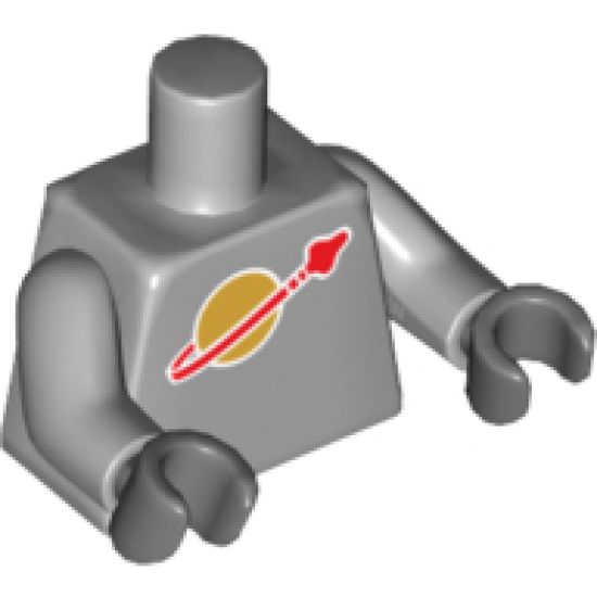 Torso Space Classic Moon Logo High on Torso Pattern, Inside with Ribs (second reissue) / Light Bluish Gray Arms / Dark Bluish Gray Hands