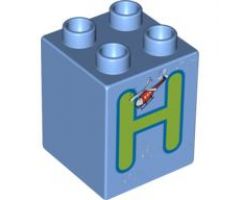 Duplo, Brick 2 x 2 x 2 with Letter H and Helicopter Pattern