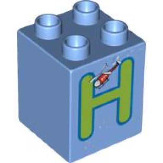 Duplo, Brick 2 x 2 x 2 with Letter H and Helicopter Pattern