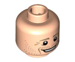 Minifigure, Head Dark Tan Eyebrows, White Pupils, Dark Tan Stubble, Open Smile Pattern (Benedikt Höwedes) - Hollow Stud