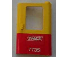 Door 1 x 4 x 5 Train Right with Red Bottom Half and White 'SNCF 7735' Pattern (Sticker) - Set 7735