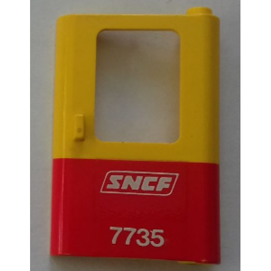 Door 1 x 4 x 5 Train Right with Red Bottom Half and White 'SNCF 7735' Pattern (Sticker) - Set 7735