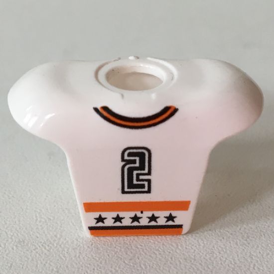 Minifigure, Body Wear Hockey Body Armor with NHL Logo and Black Number 2 Pattern