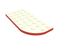 Plate, Round Curved 4 x 8 Left with Waffle Bottom with Red Line on Curved Edge Pattern