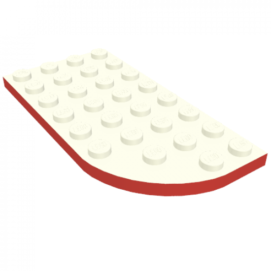 Plate, Round Curved 4 x 8 Left with Waffle Bottom with Red Line on Curved Edge Pattern
