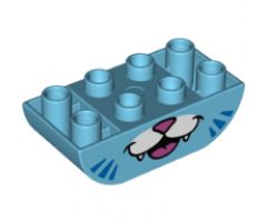 Duplo, Brick 2 x 4 Curved Bottom with Cat Mouth and 6 Whiskers Pattern