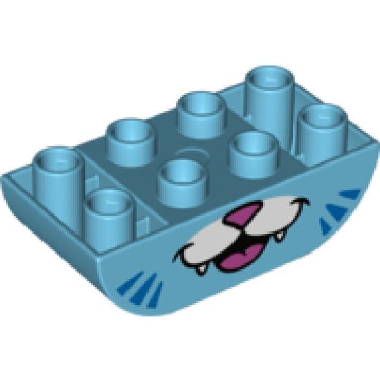 Duplo, Brick 2 x 4 Curved Bottom with Cat Mouth and 6 Whiskers Pattern