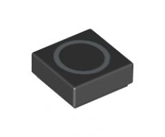 Tile 1 x 1 with Silver Capital Letter O Pattern