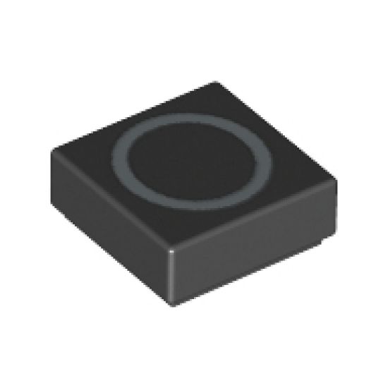 Tile 1 x 1 with Silver Capital Letter O Pattern