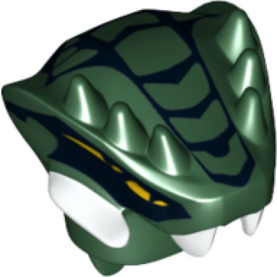 Minifigure, Head, Modified Snake with Horns and Black Scales Pattern (Lizaru)