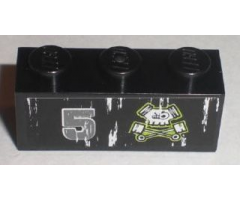 Brick 1 x 3 with Number 5 and Pistons Skull Logo Pattern Model Right (Sticker) - Set 8211