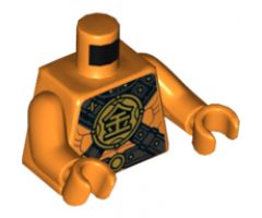 Torso Pearl Dark Gray and Gold Belt and Crossbelt and Chinese Logogram '?' (Gold) Pattern / Orange Arms / Orange Hands